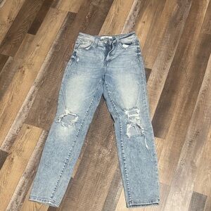 Distressed Light Blue Straight-Leg Women’s Jeans